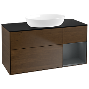 Villeroy and Boch Finion Villeroy and Boch Finion FA72HGGN 120cm, cover plate black matt, shelves midnight matt lacquer, walnut veneer
