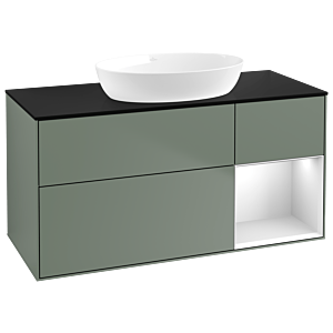 Villeroy and Boch Finion Villeroy and Boch Finion FA72MTGM 120cm, cover plate black matt, shelves white matt lacquer, Olive Matt Lacquer