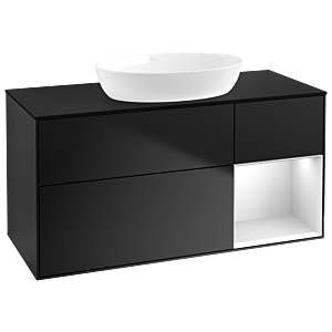 Villeroy und Boch Finion Waschtischunterschrank FA72MTPD 120cm, Abdeckplatte black matt, Regale White matt lacquer, Black matt lacquer