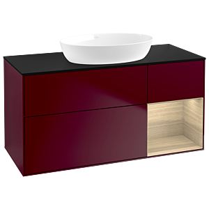 Villeroy et Boch Finion Villeroy et Boch FA72PCHB 120cm, plaque de recouvrement noir mat, étagères Oak Veneer , Peony Matt