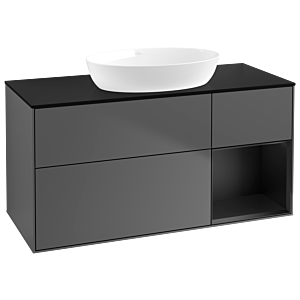 Villeroy und Boch Finion Waschtischunterschrank FA72PDGK 120cm, Abdeckplatte black matt, Regale Black matt lacquer, Anthracite matt