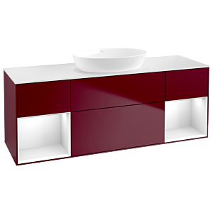 Villeroy und Boch Finion Waschtischunterschrank FD01GFHB 120cm, Abdeckplatte white matt, Regale Glossy white lacquer, Peony Matt