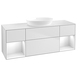 Villeroy und Boch Finion Waschtischunterschrank FD01GFMT 120cm, Abdeckplatte white matt, Regale Glossy white lacquer, White matt lacquer