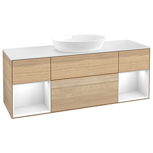 Villeroy and Boch Finion Villeroy and Boch Finion FD01GFPC 120cm, cover plate white matt, shelves Glossy white lacquer, Oak Veneer
