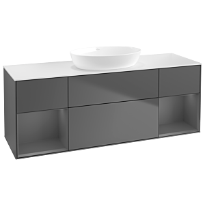 Villeroy et Boch Finion Villeroy et Boch FD01GKGK 120cm, plaque de recouvrement blanc mat, étagères laqué mat anthracite, anthracite mat