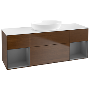 Villeroy and Boch Finion Villeroy and Boch Finion FD01GKGN 120cm, cover plate white matt, shelves anthracite matt lacquer, walnut veneer