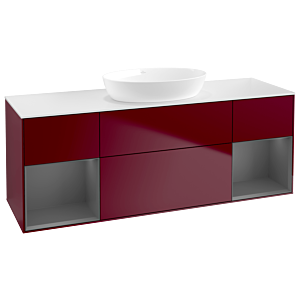 Villeroy et Boch Finion Villeroy et Boch FD01GKHB 120cm, plaque de recouvrement blanc mat, étagères laqué mat anthracite, Peony Matt