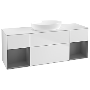 Villeroy und Boch Finion Waschtischunterschrank FD01GKMT 120cm, Abdeckplatte white matt, Regale Anthracite matt lacquer, White matt lacquer