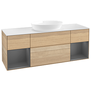 Villeroy and Boch Finion Villeroy and Boch Finion FD01GKPC 120cm, cover plate white matt, shelves anthracite matt lacquer, Oak Veneer