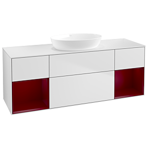 Villeroy und Boch Finion Waschtischunterschrank FD01HBMT 120cm, Abdeckplatte white matt, Regale Peony matt lacquer, White matt lacquer