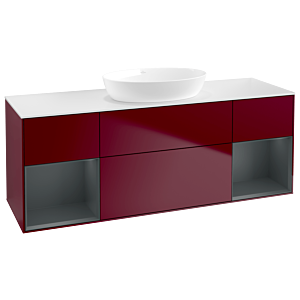 Villeroy und Boch Finion Waschtischunterschrank FD01HGHB 120cm, Abdeckplatte white matt, Regale Midnight matt lacquer, Peony Matt