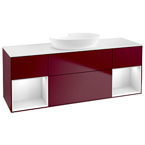 Villeroy und Boch Finion Waschtischunterschrank FD01MTHB 120cm, Abdeckplatte white matt, Regale White matt lacquer, Peony Matt