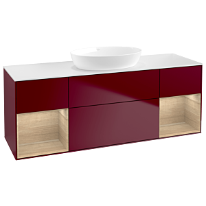 Villeroy und Boch Finion Waschtischunterschrank FD01PCHB 120cm, Abdeckplatte white matt, Regale Oak Veneer, Peony Matt