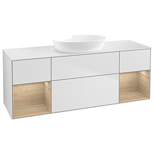 Villeroy et Boch Finion Villeroy et Boch FD01PCMT 120cm, plaque de recouvrement blanc mat, étagères Oak Veneer , laqué blanc mat