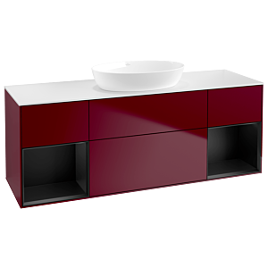 Villeroy und Boch Finion Waschtischunterschrank FD01PDHB 120cm, Abdeckplatte white matt, Regale Black matt lacquer, Peony Matt