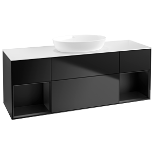 Villeroy und Boch Finion Waschtischunterschrank FD01PDPD 120cm, Abdeckplatte white matt, Regale Black matt lacquer, Black matt lacquer