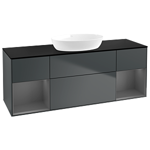 Villeroy und Boch Finion Waschtischunterschrank FD02GKHG 120cm, Abdeckplatte black matt, Regale Anthracite matt lacquer, Midnight Blue Matt Lacquer