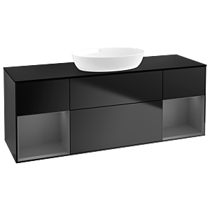 Villeroy und Boch Finion Waschtischunterschrank FD02GKPD 120cm, Abdeckplatte black matt, Regale Anthracite matt lacquer, Black matt lacquer