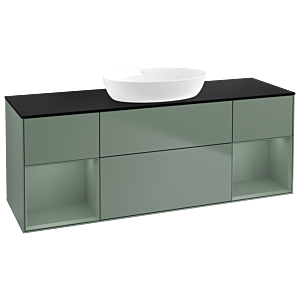 Villeroy und Boch Finion Waschtischunterschrank FD02GMGM 120cm, Abdeckplatte black matt, Regale Olive matt lacquer, Olive Matt Lacquer