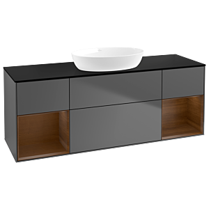 Villeroy et Boch Finion Villeroy et Boch FD02GNGK 120cm, plaque de finition noir mat, étagères Walnut Veneer , anthracite mat
