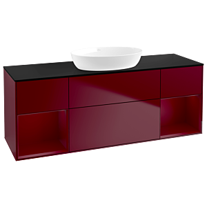 Villeroy et Boch Finion Villeroy et Boch FD02HBHB 120cm, plaque de recouvrement noir mat, étagères Peony laqué mat, Peony Matt