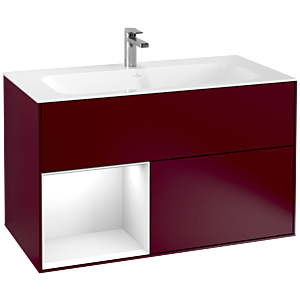Villeroy et Boch Finion Villeroy et Boch G030GFHB 99,6x59,1cm, éclairage mural, étagère à gauche Laque blanc brillant, Peony Matt