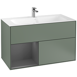 Villeroy et Boch Finion Villeroy et Boch G030GKGM 99,6x59,1cm, éclairage mural, étagère gauche anthracite mat, Olive Matt Lacquer