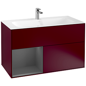 Villeroy et Boch Finion Villeroy et Boch G030GKHB 99,6x59,1cm, éclairage mural, étagère gauche anthracite mat, Peony Matt