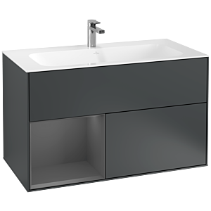 Villeroy et Boch Finion Villeroy et Boch G030GKHG 99,6x59,1cm, éclairage mural, étagère gauche anthracite mat, Midnight Blue Matt Lacquer