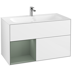 Villeroy et Boch Finion Villeroy et Boch G030GMGF 99,6x59,1cm, éclairage mural, étagère à gauche Olive Matt Lacquer , laqué blanc brillant
