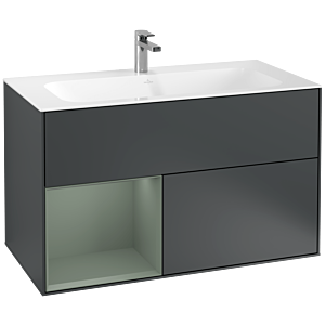 Villeroy et Boch Finion Villeroy et Boch G030GMHG 99,6x59,1cm, éclairage mural, étagère à gauche Olive Matt Lacquer , Midnight Blue Matt Lacquer