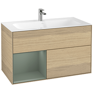 Villeroy et Boch Finion Villeroy et Boch G030GMPC 99,6x59,1cm, éclairage mural, étagère à gauche Olive Matt Lacquer , Oak Veneer