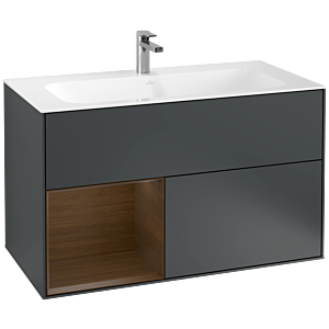 Villeroy et Boch Finion Villeroy et Boch G030GNHG 99,6x59,1cm, éclairage mural, étagère gauche placage noyer, Midnight Blue Matt Lacquer