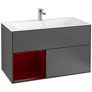 Villeroy und Boch Finion Waschtischunterschrank G030HBGK 99,6x59,1cm, Wandbeleuchtung, Regal links Peony, Anthracite matt