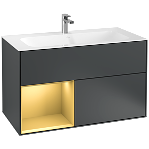 Villeroy et Boch Finion Villeroy et Boch G030HFHG 99,6x59,1cm, éclairage mural, étagère gauche or mat, Midnight Blue Matt Lacquer