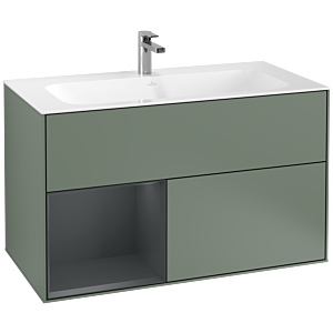 Villeroy et Boch Finion Villeroy et Boch G030HGGM 99,6x59,1cm, éclairage mural, étagère à gauche Midnight Blue Matt Lacquer , Olive Matt Lacquer