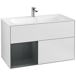 Villeroy et Boch Finion Villeroy et Boch G030HGMT 99,6x59,1cm, éclairage mural, étagère à gauche Midnight Blue Matt Lacquer , laqué blanc mat