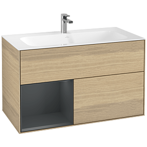 Villeroy et Boch Finion Villeroy et Boch G030HGPC 99,6x59,1cm, éclairage mural, étagère à gauche Midnight Blue Matt Lacquer , Oak Veneer