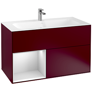 Villeroy et Boch Finion Villeroy et Boch G030MTHB 99,6x59,1cm, éclairage mural, étagère gauche laqué blanc mat, Peony Matt