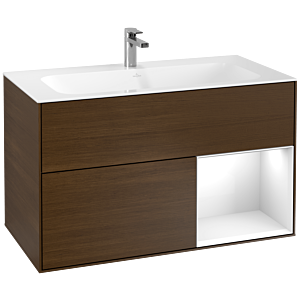Villeroy et Boch Finion Villeroy et Boch G040GFGN 99,6x59,1cm, Emotion, étagère à droite Laque blanc brillant, placage noyer