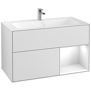 Villeroy und Boch Finion Waschtischunterschrank G040GFMT 99,6x59,1cm, Emotion, Regal rechts Glossy white lacquer, White matt lacquer