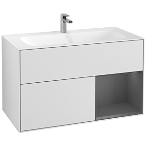 Villeroy und Boch Finion Waschtischunterschrank G040GKMT 99,6x59,1cm, Emotion, Regal rechts Anthracite matt, White matt lacquer