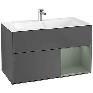 Villeroy et Boch Finion Villeroy et Boch G040GMGK 99,6x59,1cm, Emotion, étagère à droite Olive Matt Lacquer , anthracite mat