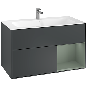 Villeroy und Boch Finion Waschtischunterschrank G040GMHG 99,6x59,1cm, Emotion, Regal rechts Olive Matt Lacquer, Midnight Blue Matt Lacquer