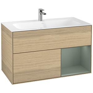Villeroy und Boch Finion Waschtischunterschrank G040GMPC 99,6x59,1cm, Emotion, Regal rechts Olive Matt Lacquer, Oak Veneer