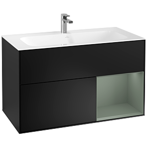 Villeroy und Boch Finion Waschtischunterschrank G040GMPD 99,6x59,1cm, Emotion, Regal rechts Olive Matt Lacquer, Black matt lacquer