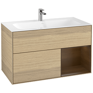 Villeroy und Boch Finion Waschtischunterschrank G040GNPC 99,6x59,1cm, Emotion, Regal rechts Walnut veneer, Oak Veneer