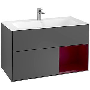 Villeroy et Boch Finion Villeroy et Boch G040HBGK 99,6x59,1cm, Emotion, étagère à droite Peony , anthracite mat