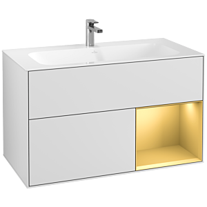 Villeroy und Boch Finion Waschtischunterschrank G040HFMT 99,6x59,1cm, Emotion, Regal rechts Gold matt, White matt lacquer