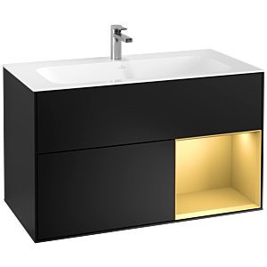 Villeroy et Boch Finion Villeroy et Boch G040HFPD 99,6x59,1cm, Emotion, étagère droite or mat, laqué noir mat